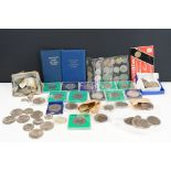 A collection of mixed coins to include British pre decimal, commemorative and United States silver