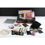 A collection of British commemorative crown coins together with a collection of British pre