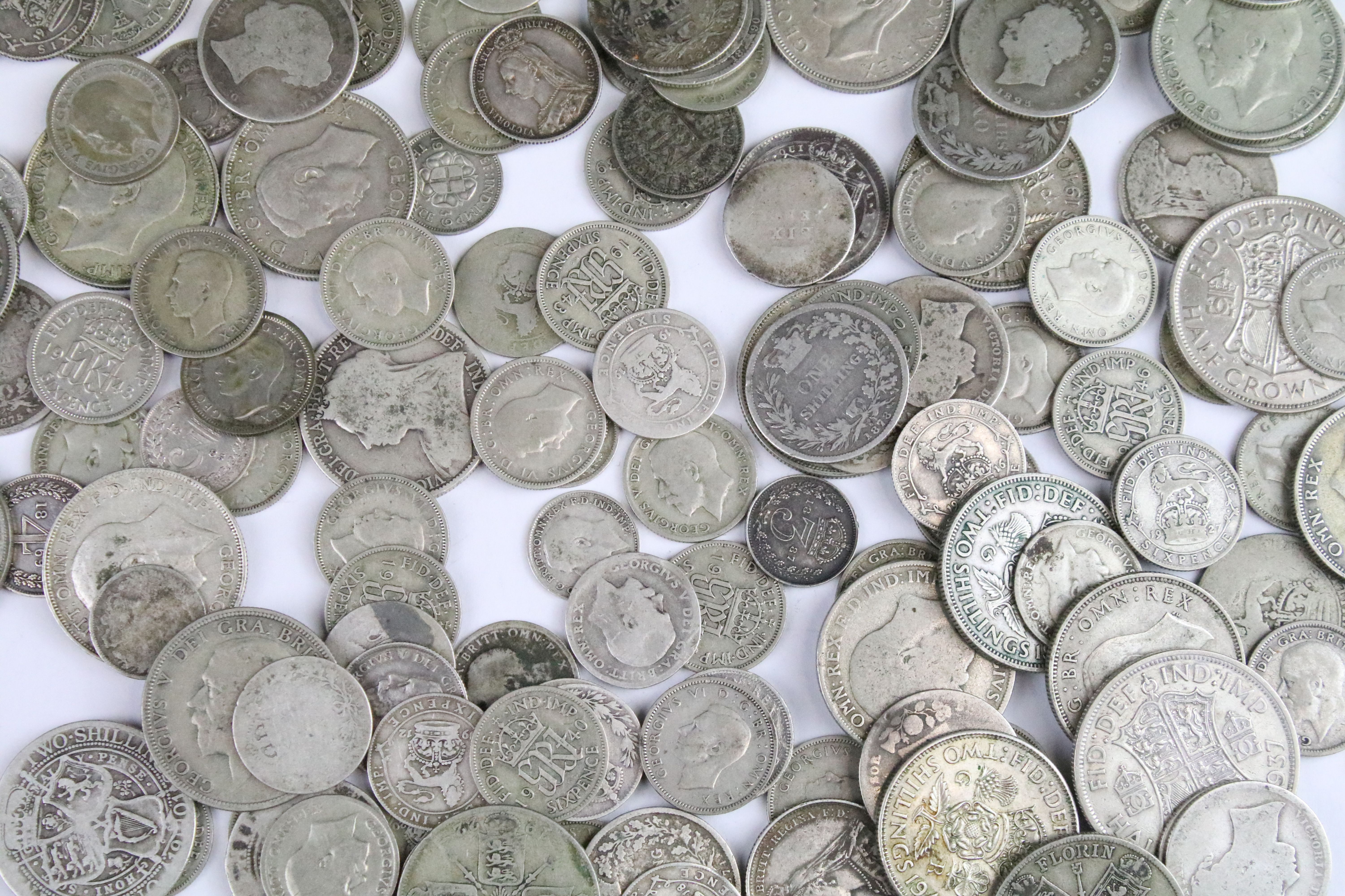 A collection of British pre decimal pre 1947 and pre 1920 silver coins to include a good selection - Image 8 of 8