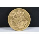 A British Queen Victoria 1886 gold full sovereign coin.
