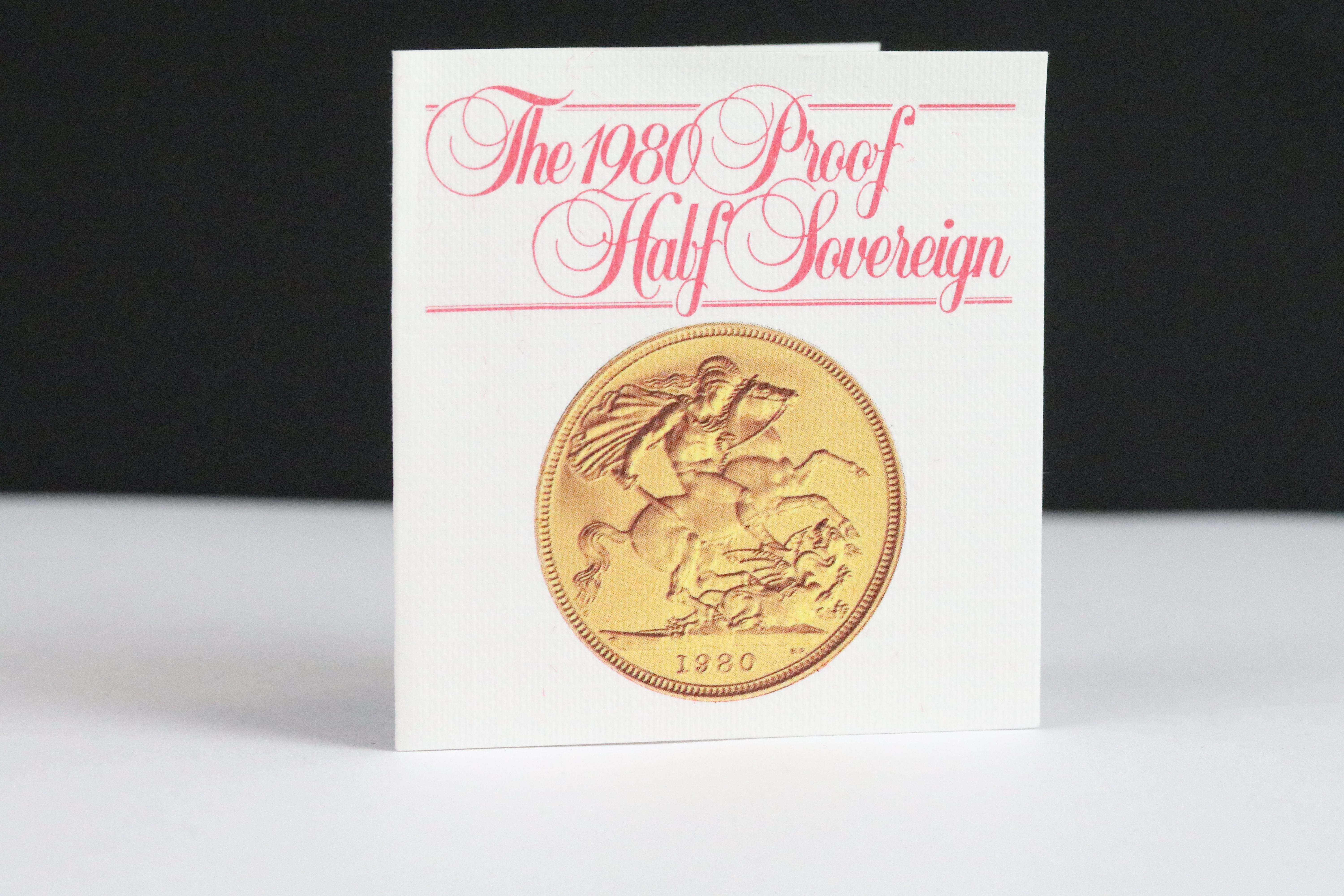 A British Royal Mint Queen Elizabeth II proof 1980 gold half sovereign coin encapsulated within - Image 4 of 4