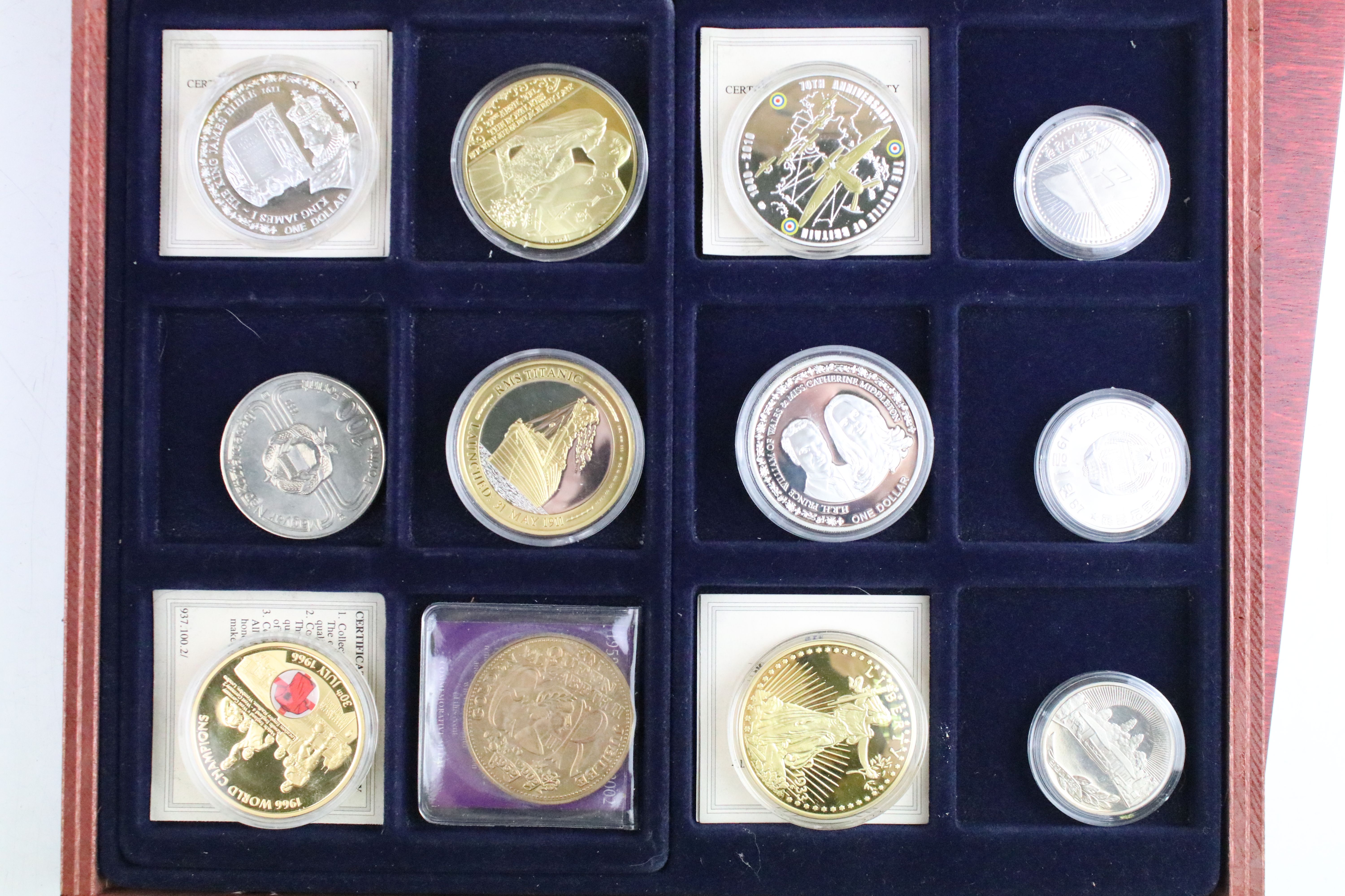 A good quantity of proof like collectors coins within three wooden display boxes together with ' - Image 3 of 6