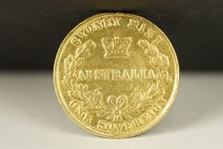 A Australia Queen Victoria Sydney Mint 1861 gold full sovereign coin.