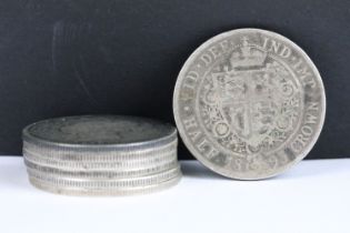 A collection of eight British Queen Victoria pre decimal silver half crown coins to include 1878,