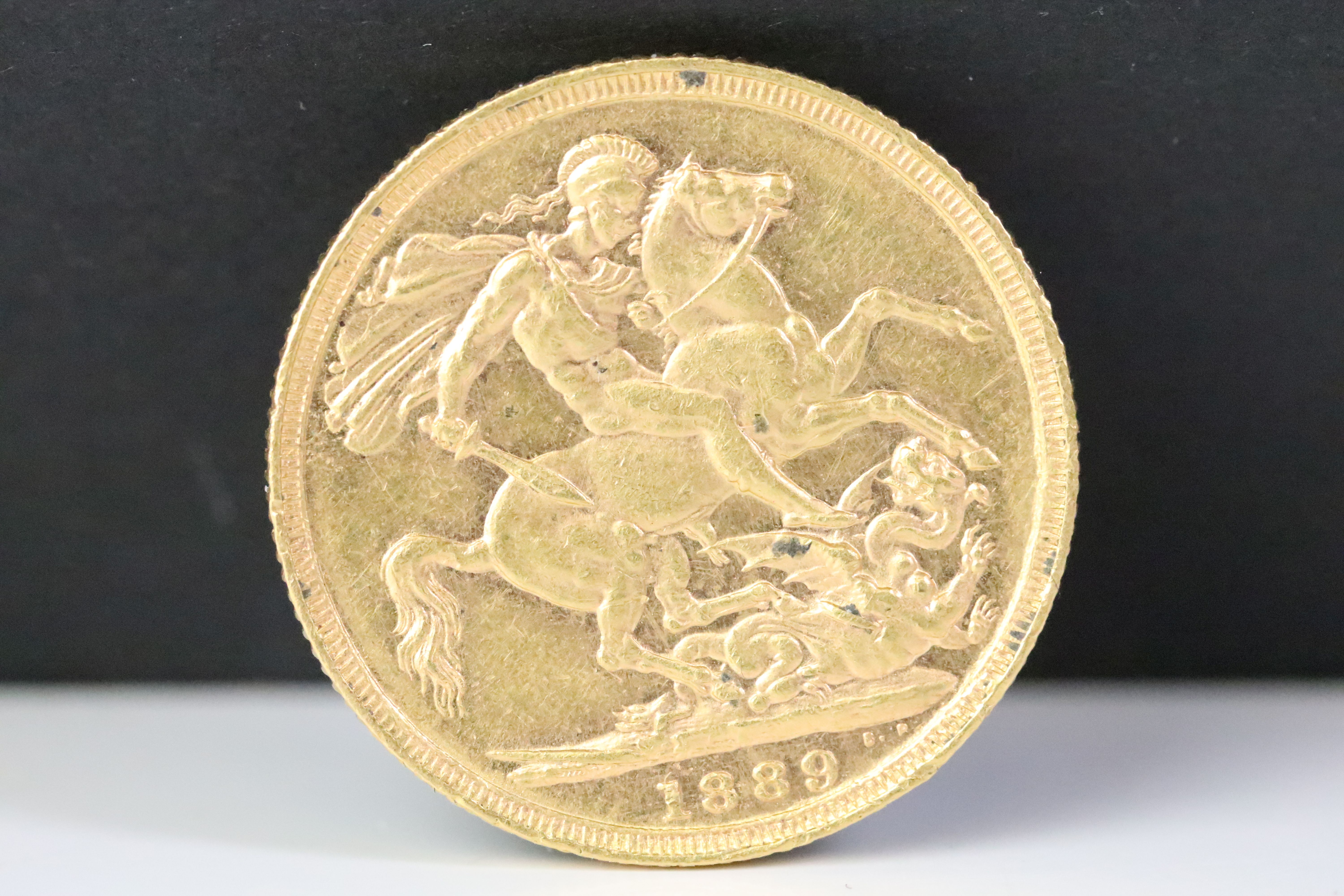 A British Queen Victoria 1889 (Jubilee Head) gold full sovereign coin.