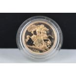 A British Queen Elizabeth II 1981 gold full sovereign coin.