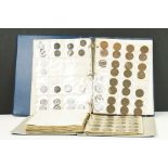 A collection of mainly British pre decimal coins within two collectors albums to include a good