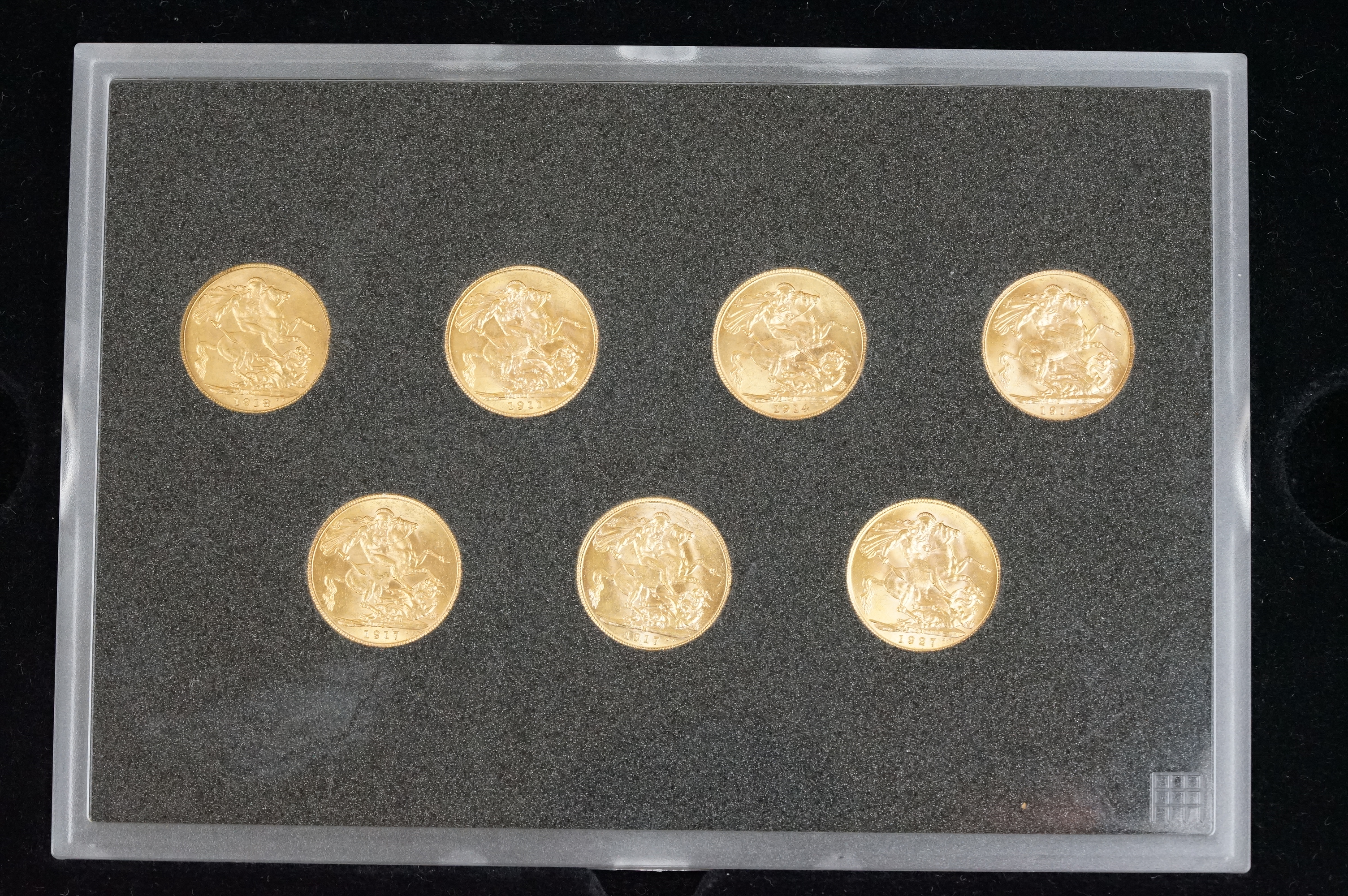 A Westminster Mint cased set of seven King George V gold full sovereign coins to include 1918 ( - Image 2 of 17