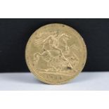 A British Queen Victoria 1896 gold half sovereign coin.