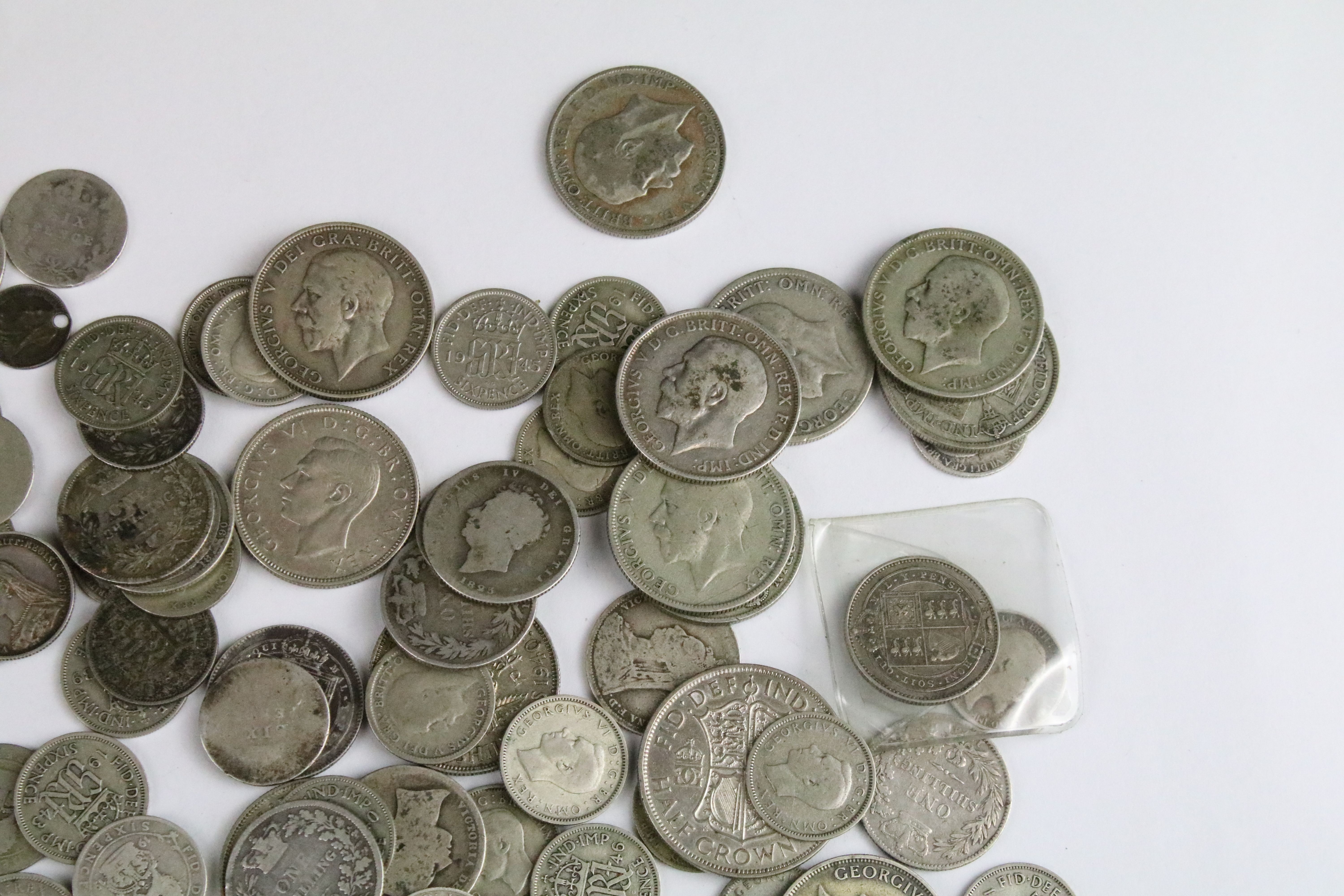 A collection of British pre decimal pre 1947 and pre 1920 silver coins to include a good selection - Image 7 of 8
