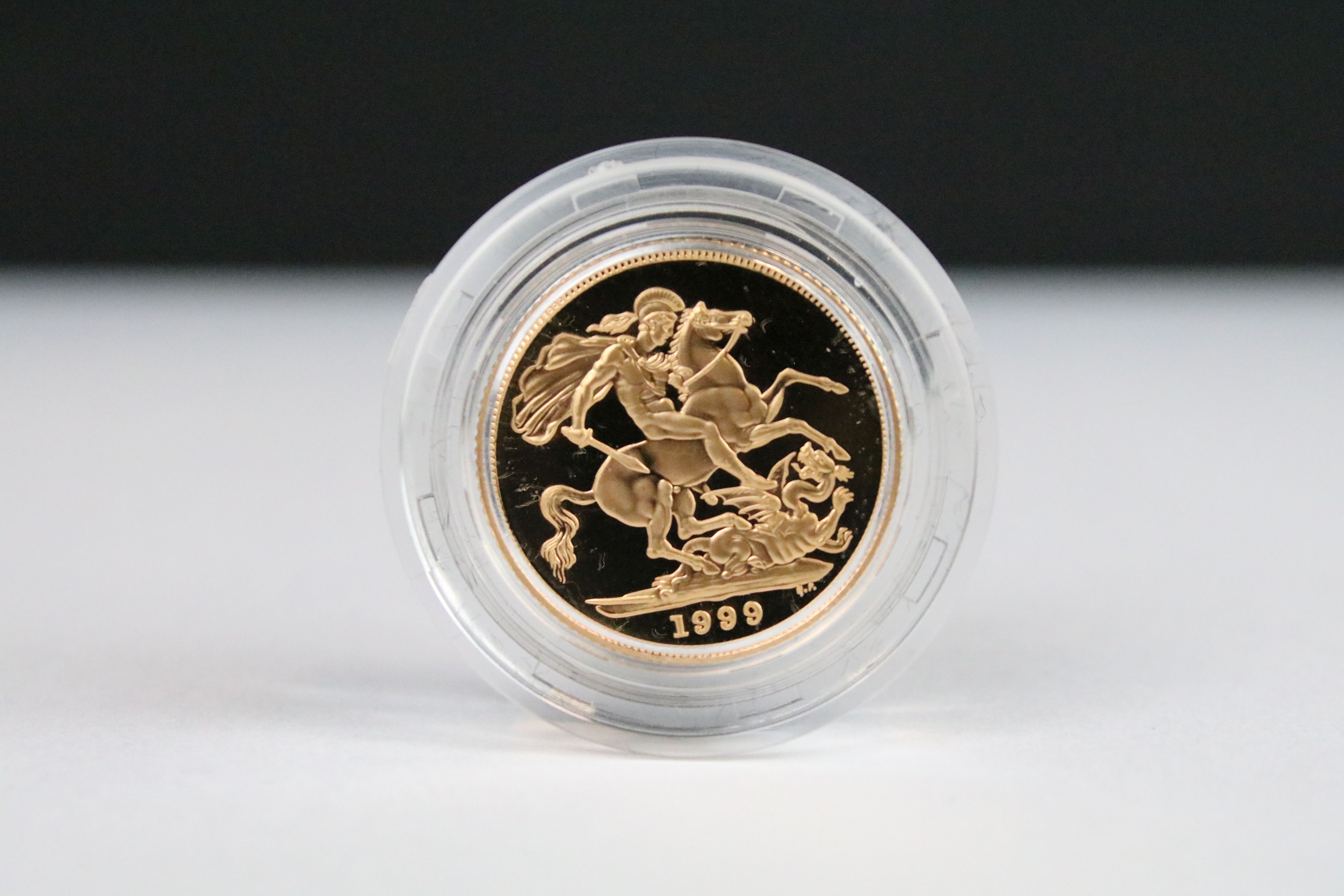 A United Kingdom 1999 gold proof full sovereign coin encapsulated within fitted display case and - Image 2 of 4