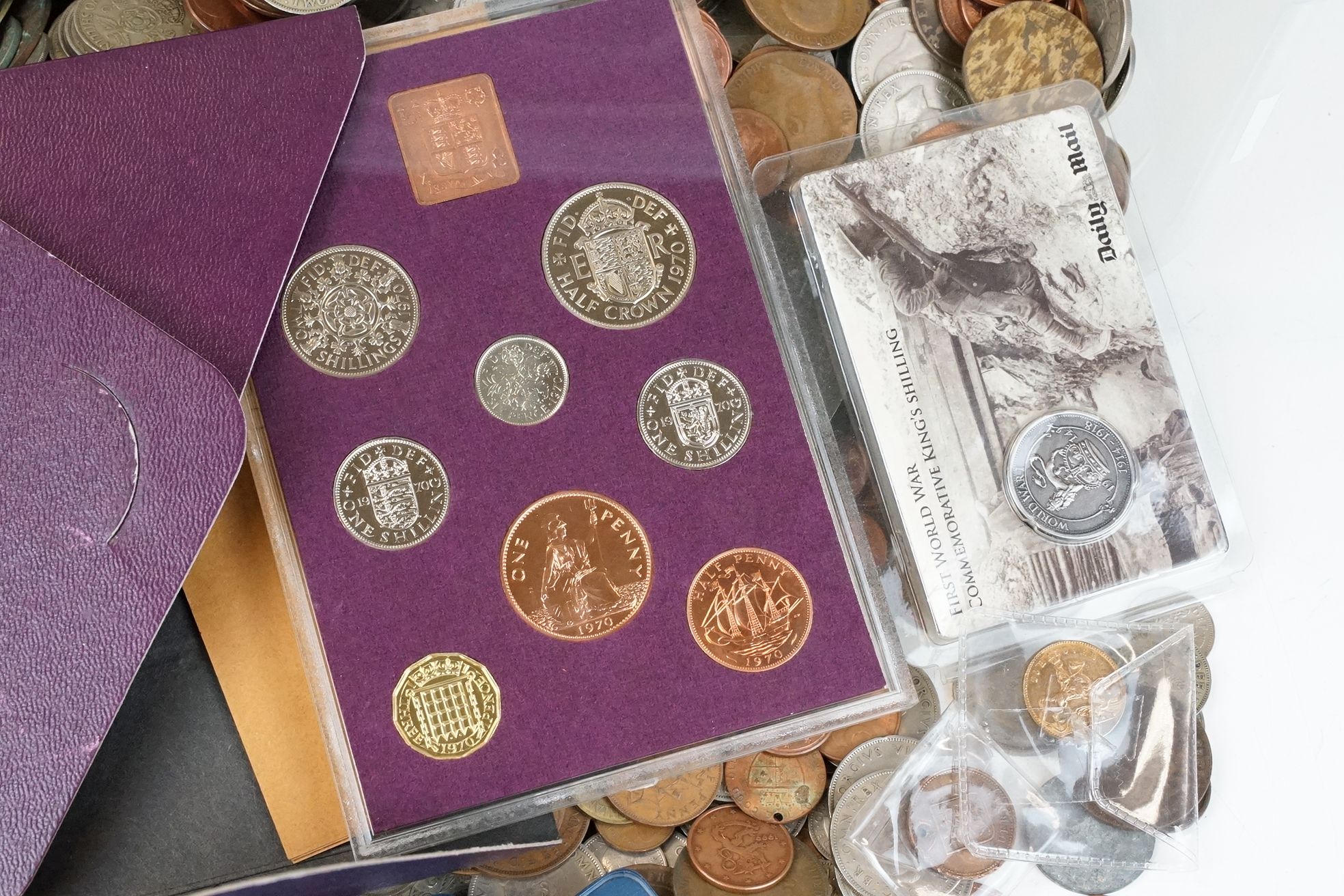 A large collection of British pre decimal and world coins to include a small quantity of silver - Image 9 of 11