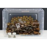 A collection of mainly British pre decimal coins to include pennies, half pennies, threepence,