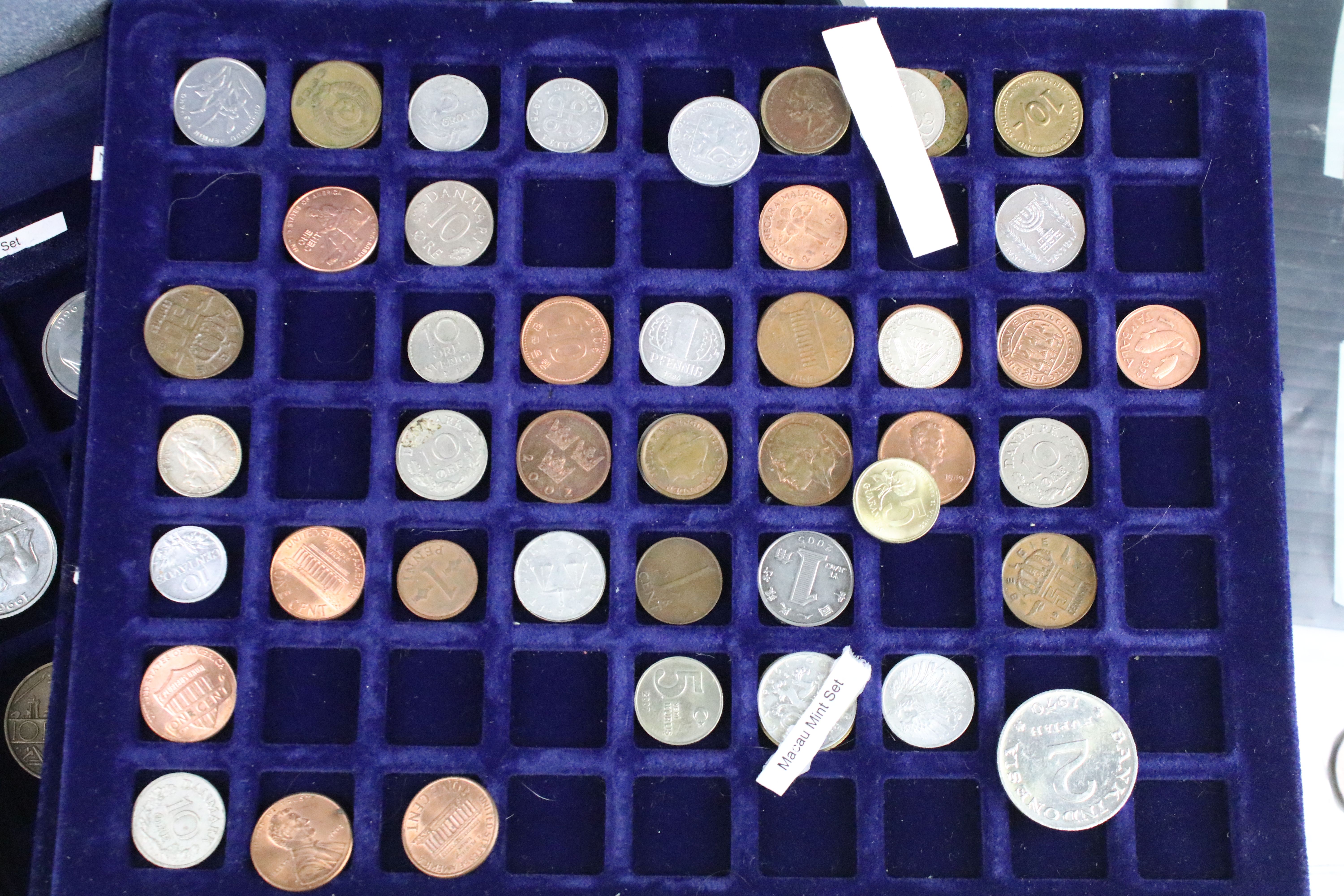 A collection of British pre decimal and World coins contained within an aluminium collectors case. - Image 9 of 11