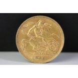 A British King Edward VII 1906 gold half sovereign coin.