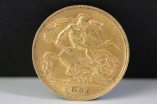 A British King Edward VII 1906 gold half sovereign coin.