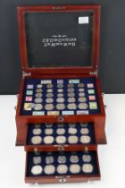 A United States of America World War Two coin collection set, coins encapsulated within a wooden