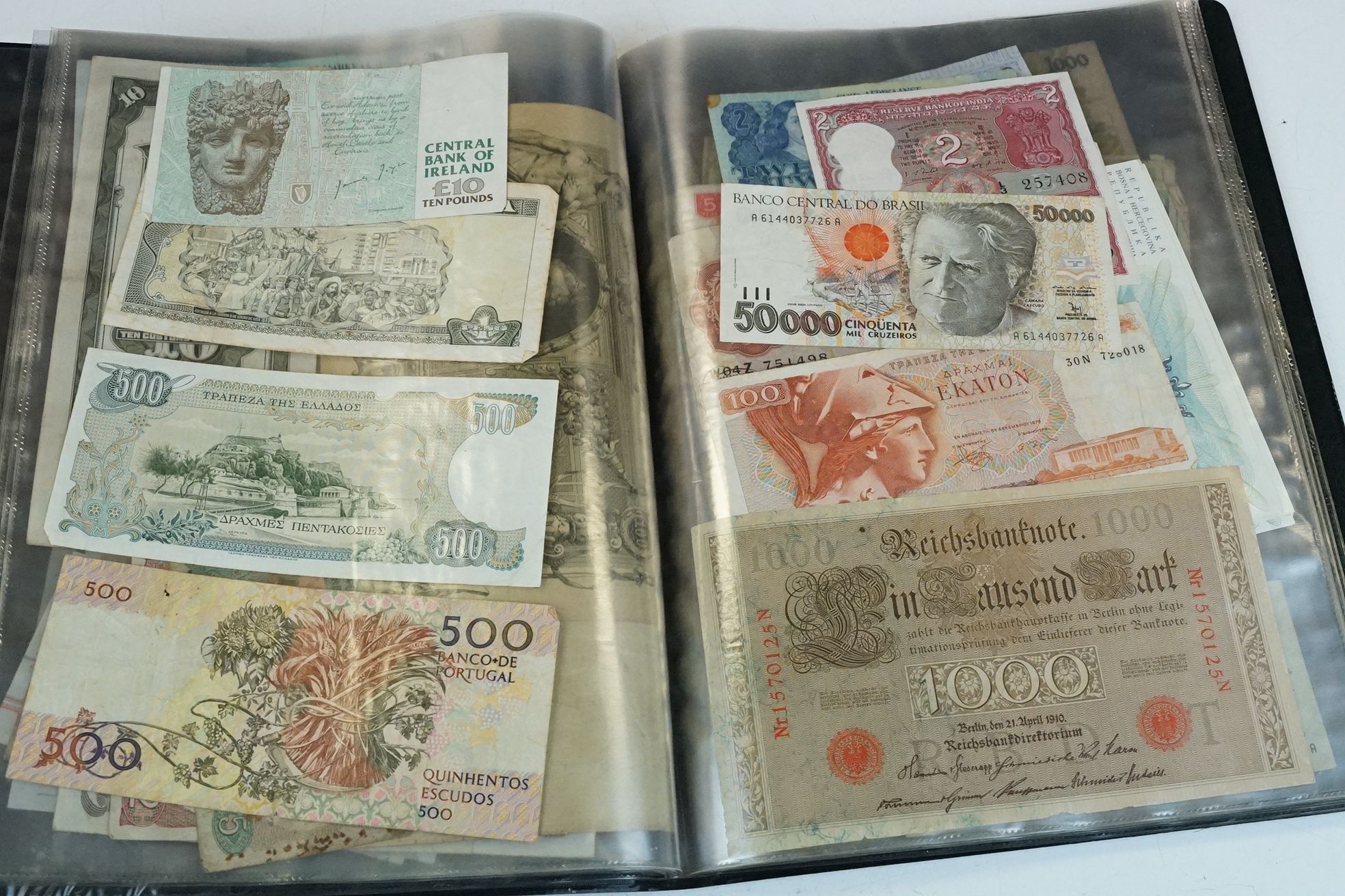 A collection of British and World banknotes contained within a folder to include China, Germany, - Image 10 of 19