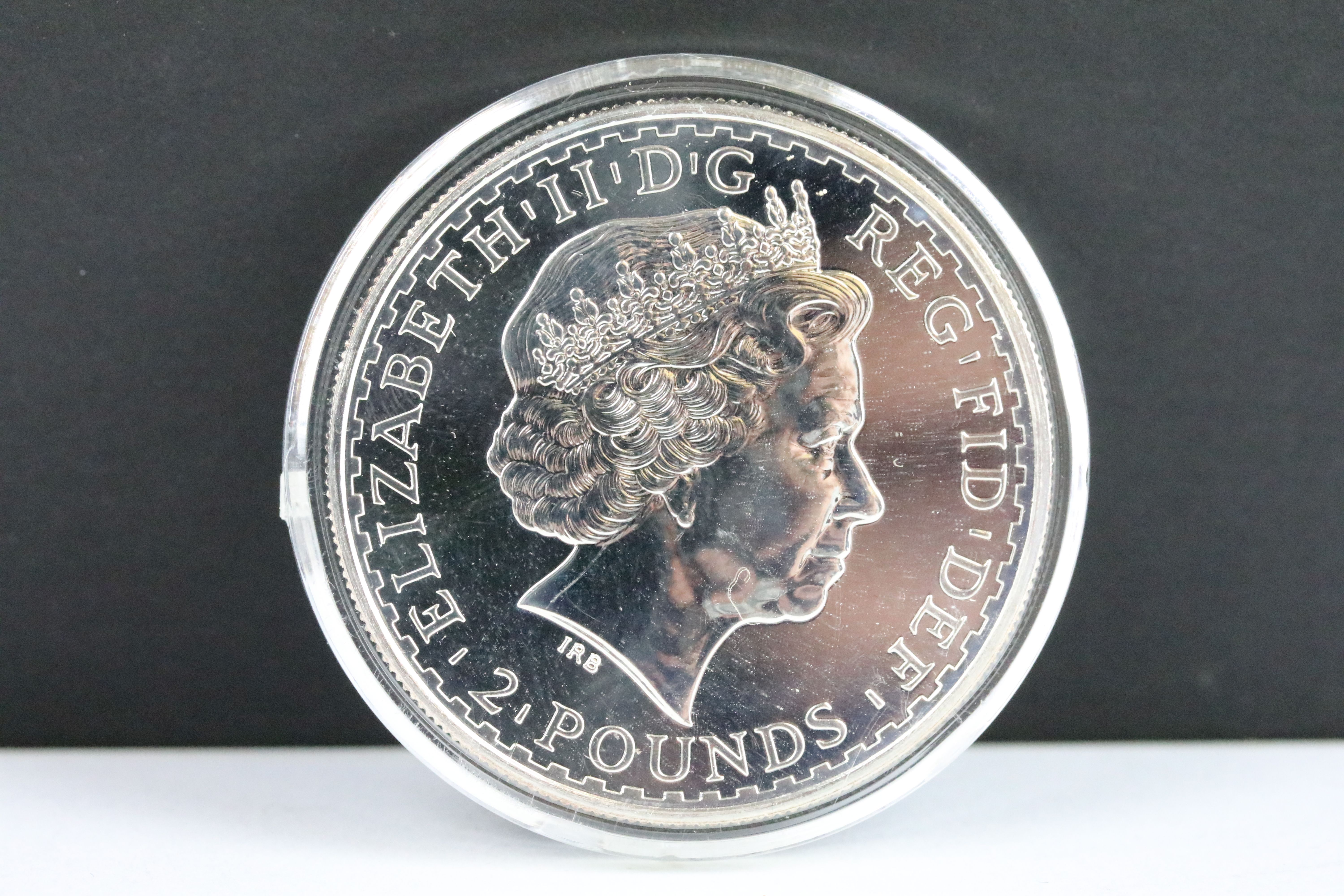 A British Royal Mint uncirculated 2007 Britannia fine silver £2 bullion coin. - Image 2 of 3