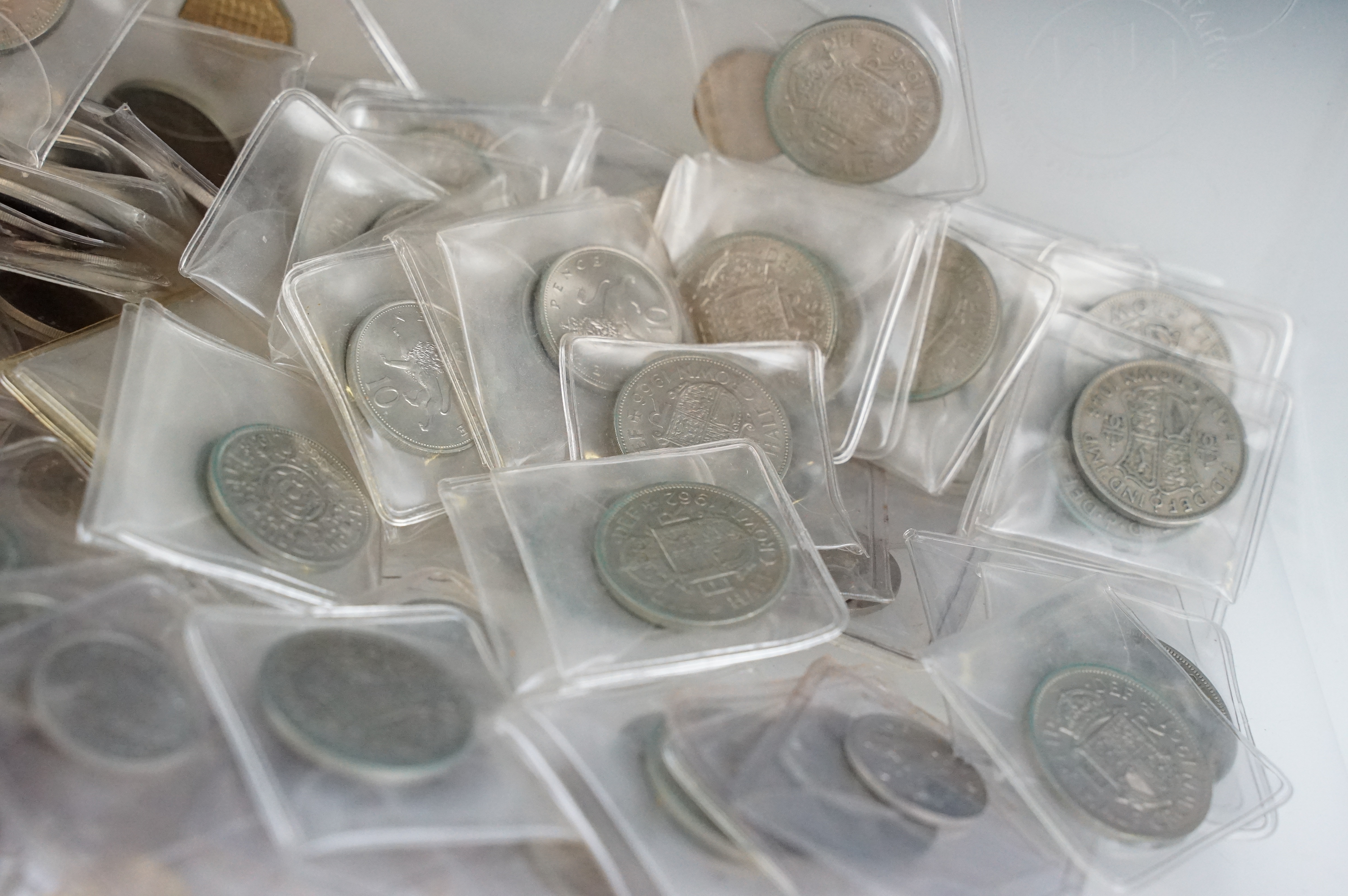 A large collection of mainly British pre decimal coins to include half crowns, florins, - Image 3 of 13