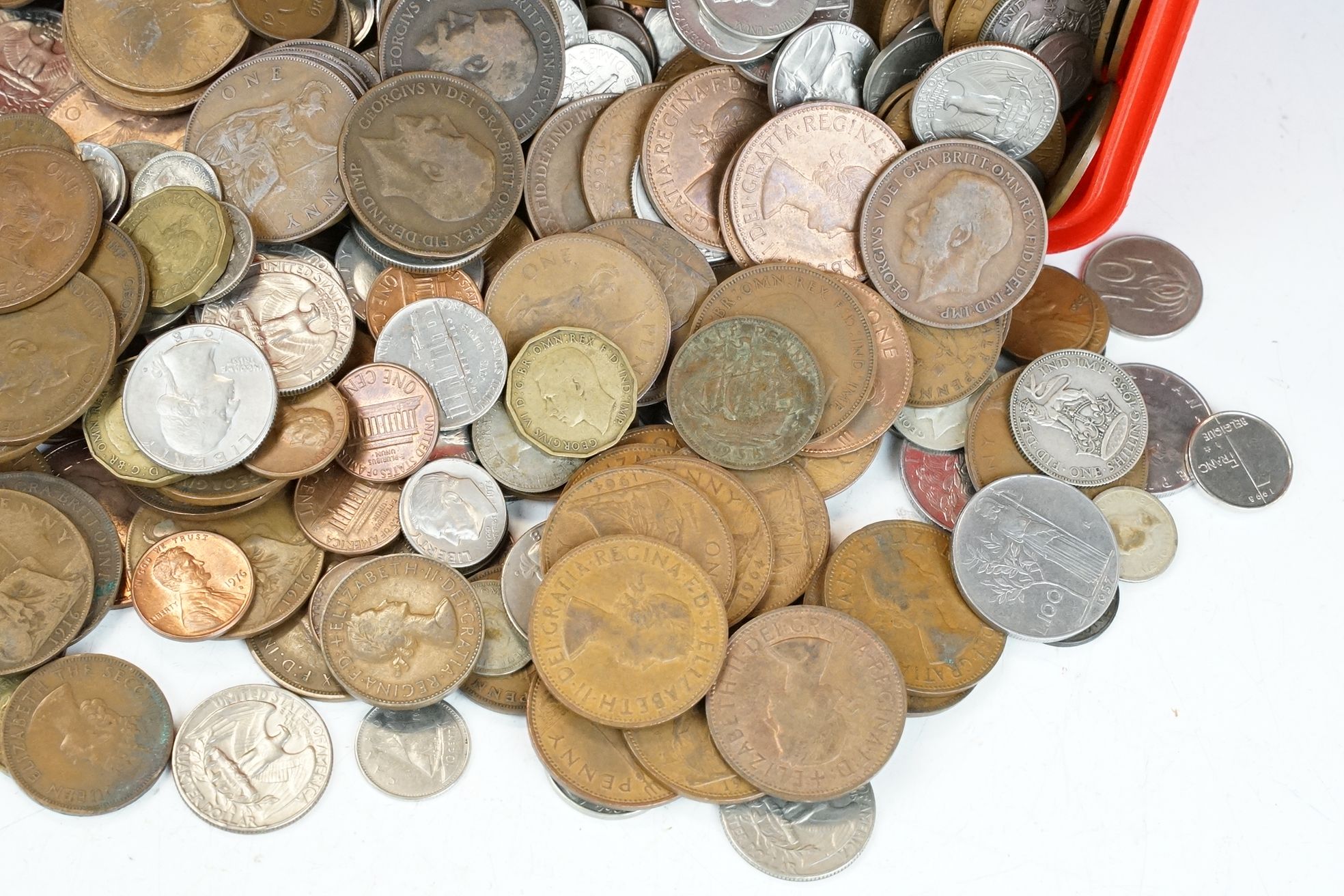 A collection of British pre decimal and world coins to include some silver examples and a good - Image 2 of 8