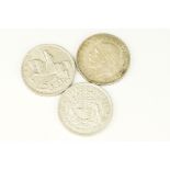 A collection of three British silver crown coins to include two 1935 examples together with a 1937