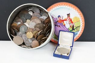 A collection of British pre decimal and world coins to include a selection of silver examples to