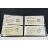 A set of four sterling silver Medallic first day coin covers within a fitted collectors album