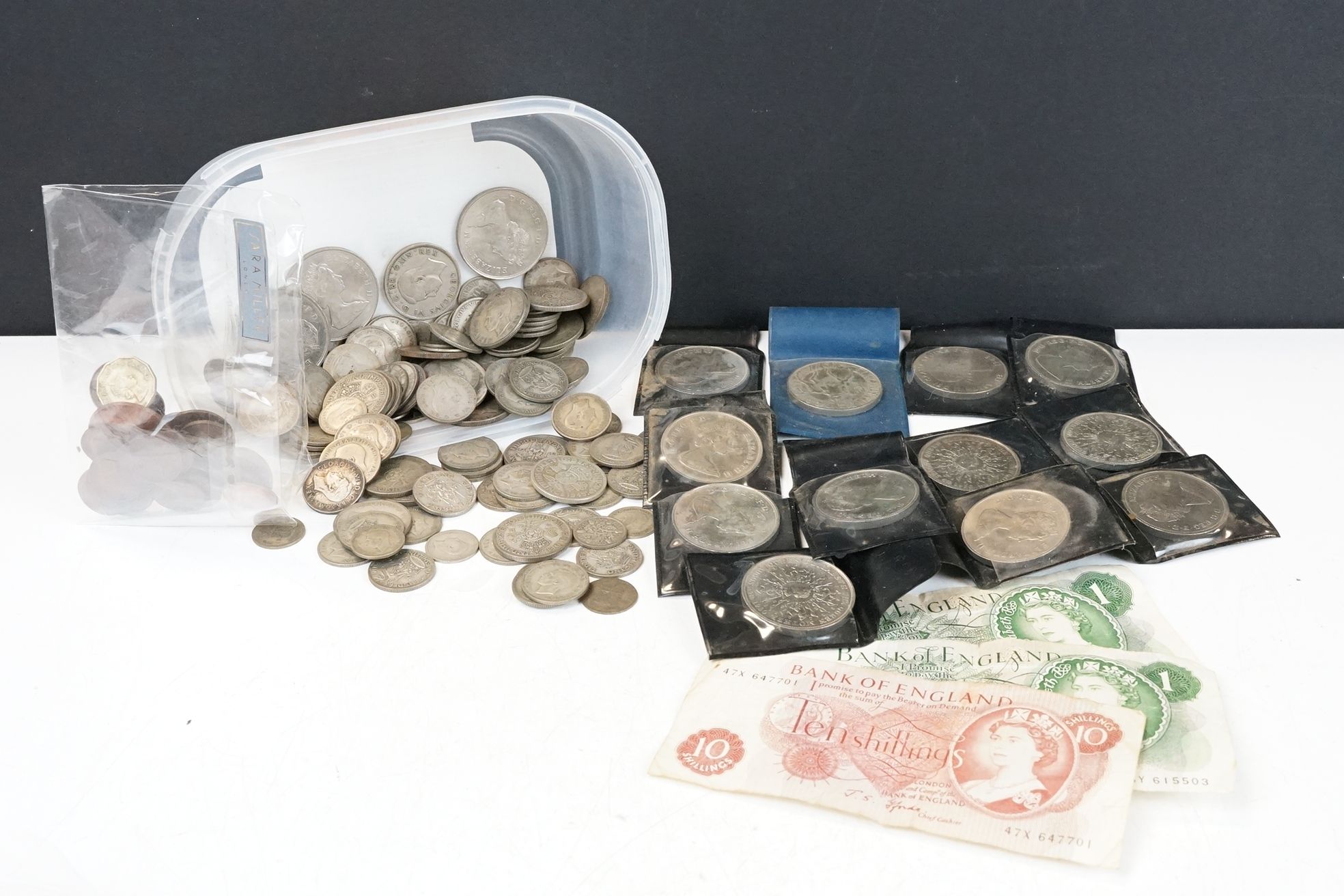 A collection of British decimal and pre decimal coins to include a good quantity of pre 1947