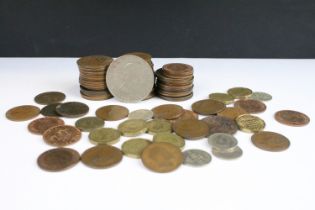 A small collection of British pre decimal coins to include pennies, half pennies, sixpences,