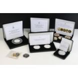 A collection of uncirculated coins and coin sets to include two x The Queen's Beasts 2oz fine silver