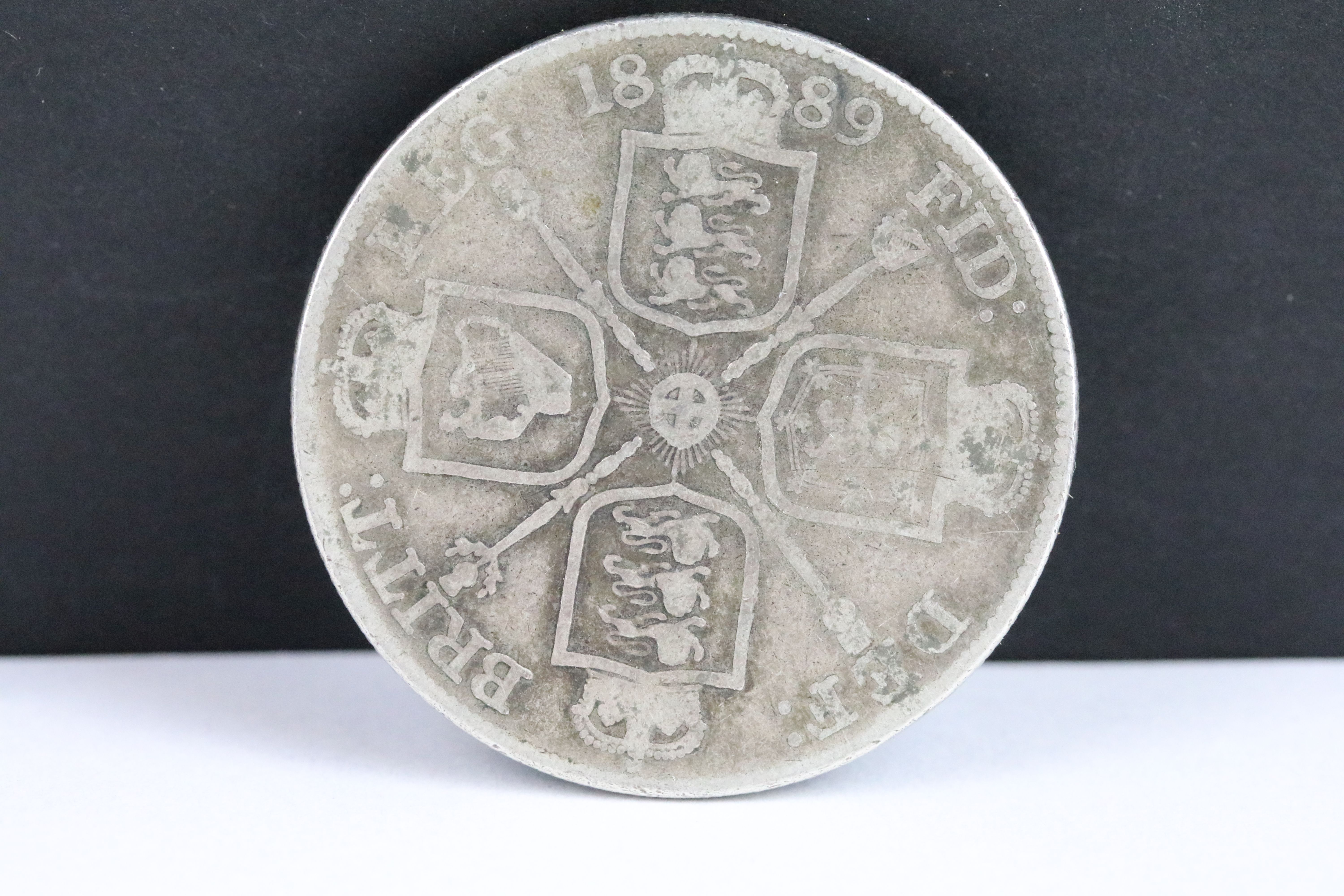 Two British Queen Victoria pre decimal silver double florin coins to include 1887 and 1889 examples. - Image 2 of 5