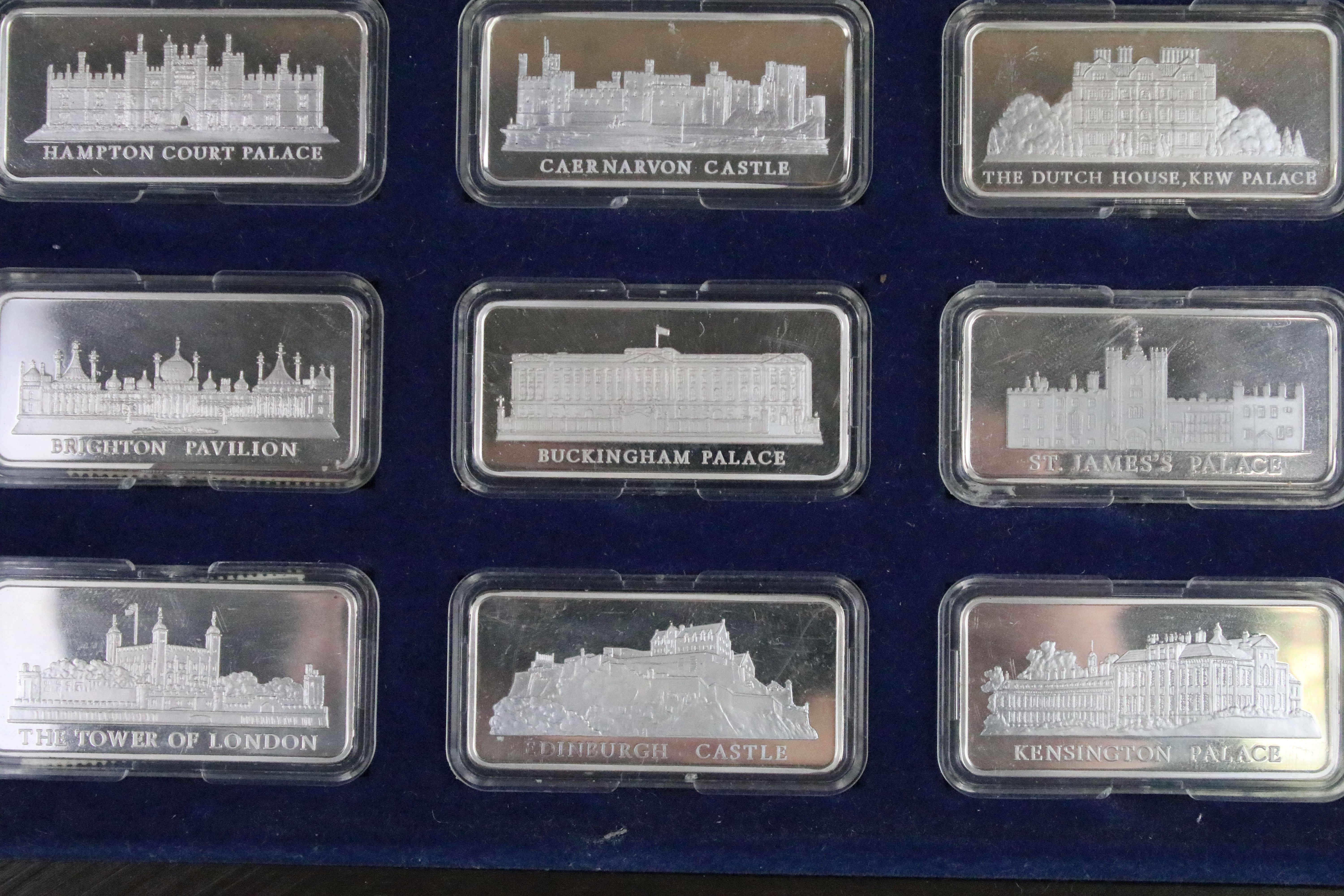 A cased set of twelve silver ingots representing British castles, each individualy hallmarked a - Image 3 of 4