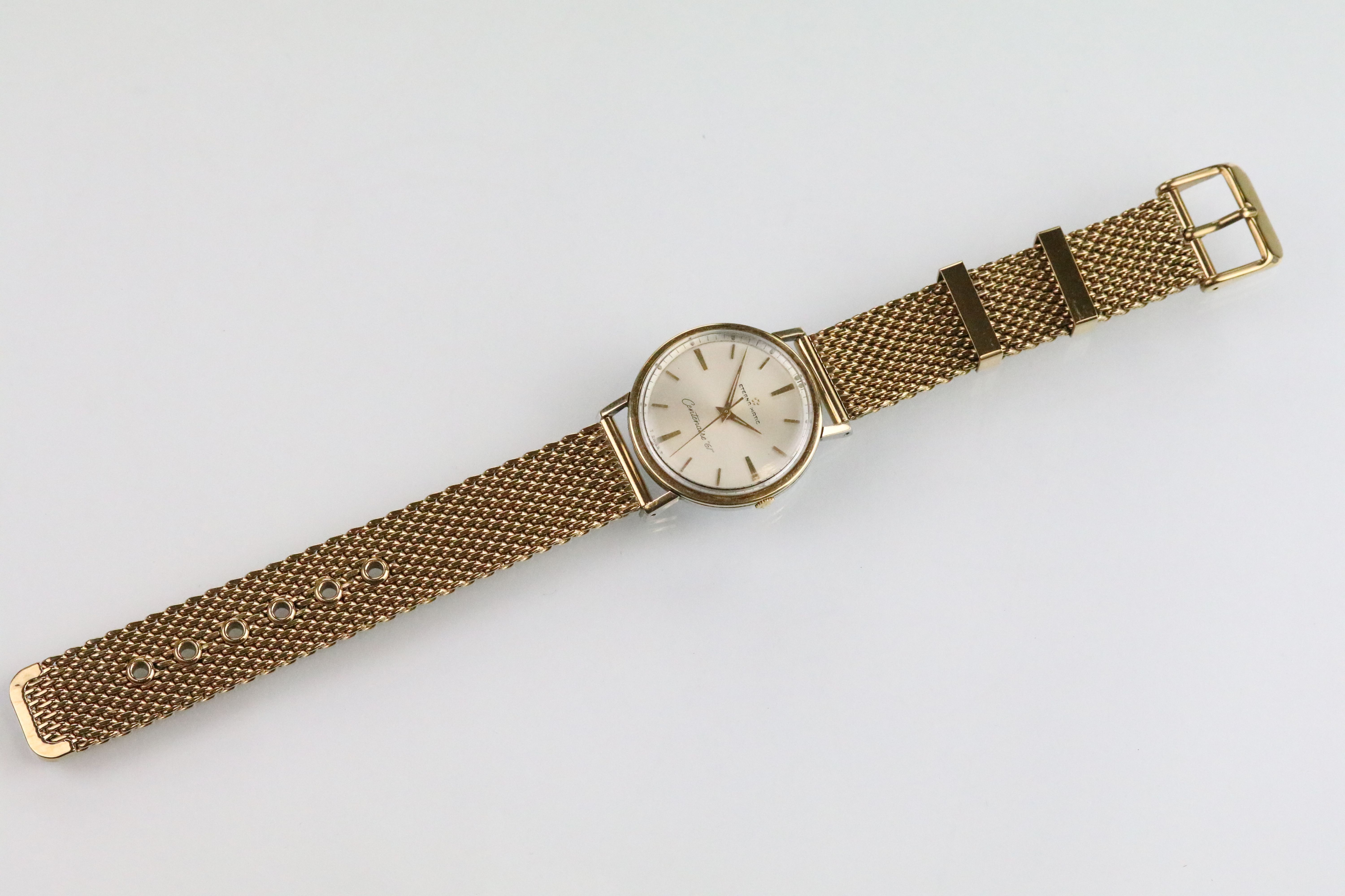 1960s vintage Eterna-matic 'Centenaire 61' wrist watch. The watch having a round face with gilt - Image 2 of 8