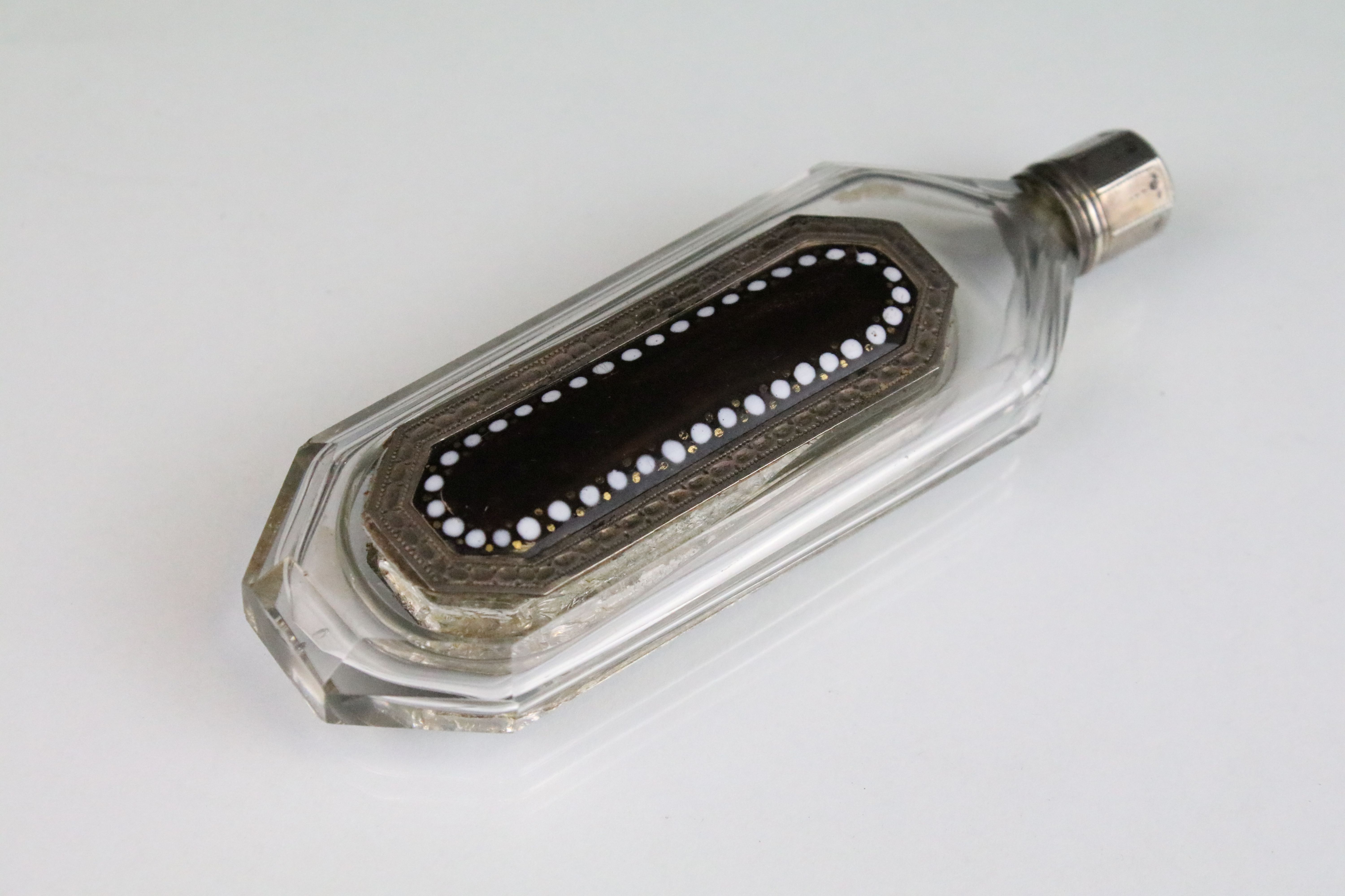 Late 18th Century George III rare silver mounted glass scent bottle and toothpick box combination.