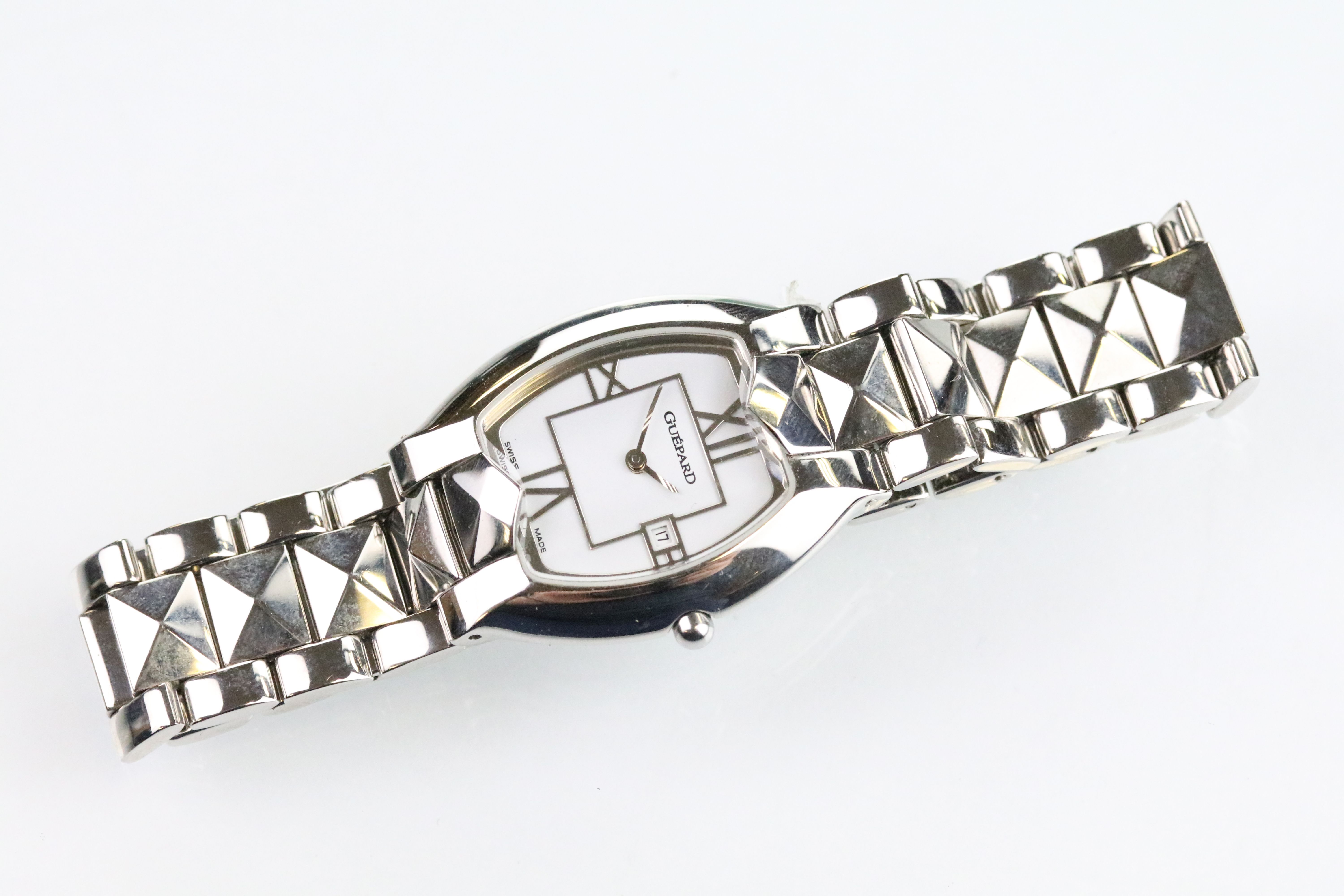 Guépard wrist watch having a white face with roman numerals to the chapter ring mounted to a white - Image 3 of 10