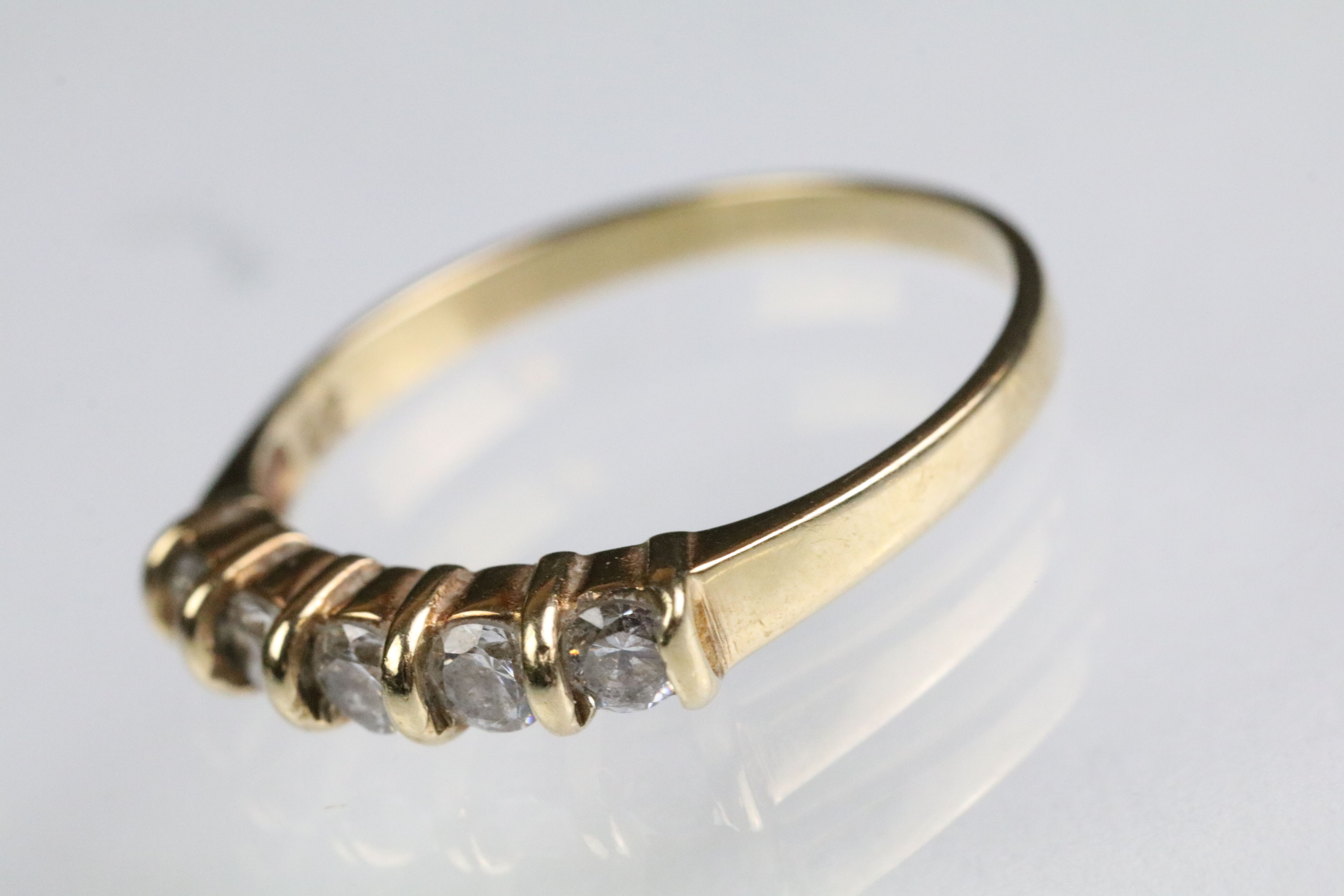 Two hallmarked 9ct gold rings to include a five stone CZ ring (hallmarked Birmingham, size N.5), - Image 7 of 11