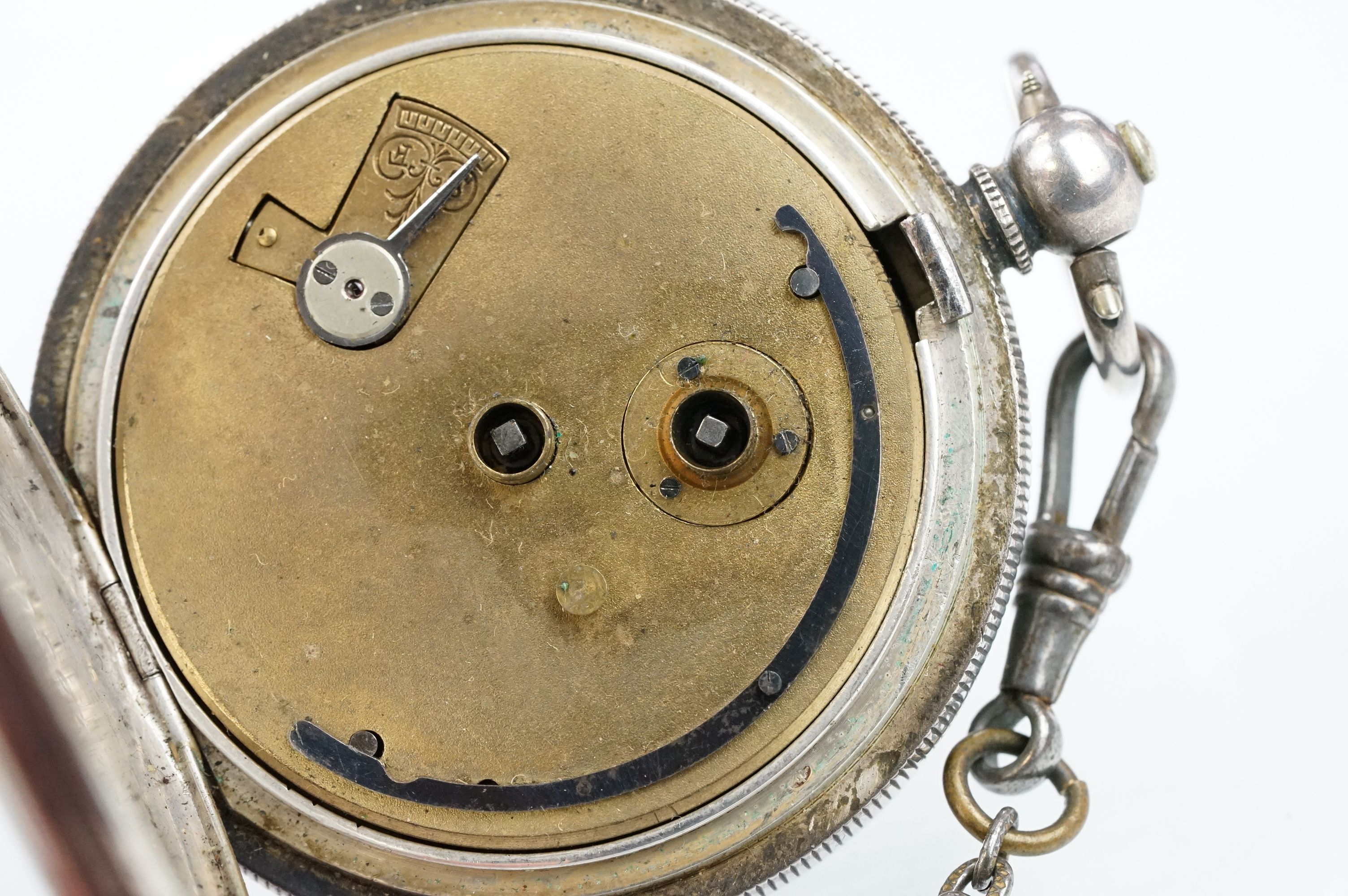 Early 20th Century silver cased open face pocket watch having a white enamelled dial with roman - Image 11 of 15