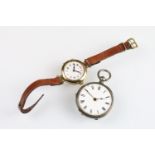 Early 20th Century 9ct gold wrist watch having a white enamelled dial with arabic numerals to the