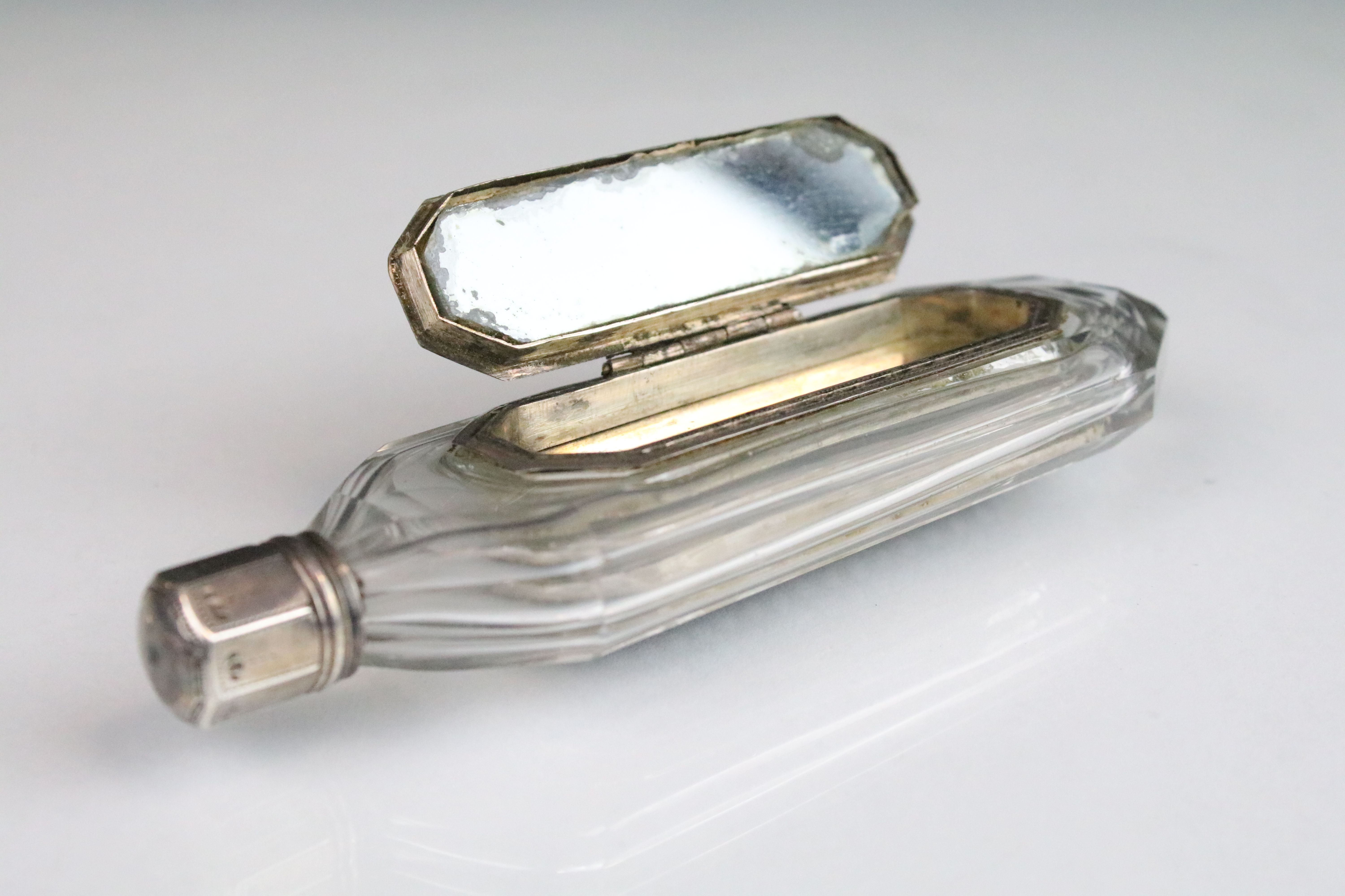 Late 18th Century George III rare silver mounted glass scent bottle and toothpick box combination. - Image 3 of 4