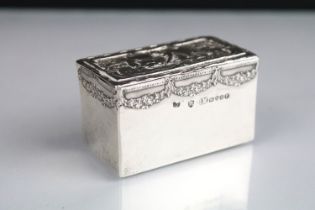 Early 20th Century German silver rectangular snuff box in the form of a tea chest by B