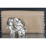Silver hallmarked elephant figurine in the form of a mother and calf. Hallmarked Sheffield 925 to