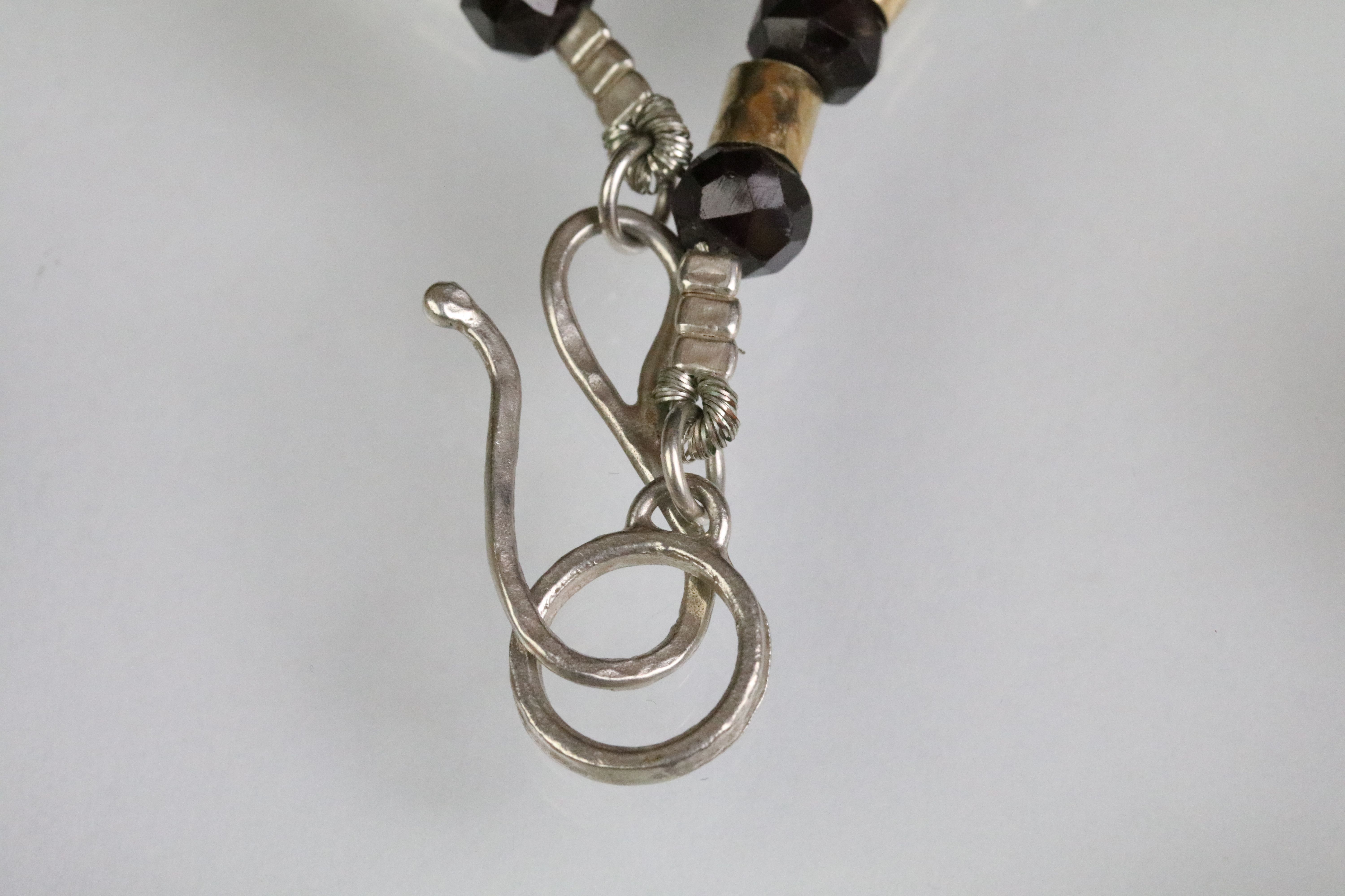 Two silver blown glass beaded necklaces each having silver spacers with hook clasps. Tests - Image 7 of 8
