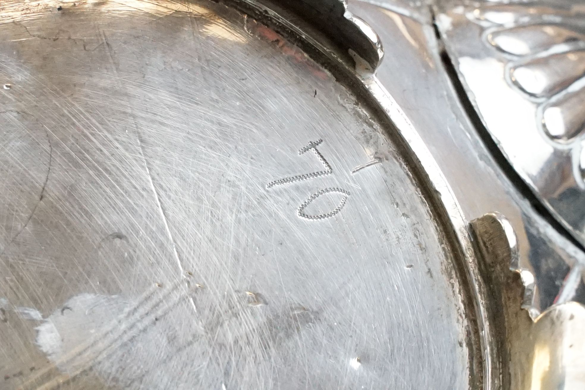 19th Century George III silver hallmarked teapot having a moulded shell and acorn borders, gadrooned - Image 9 of 12