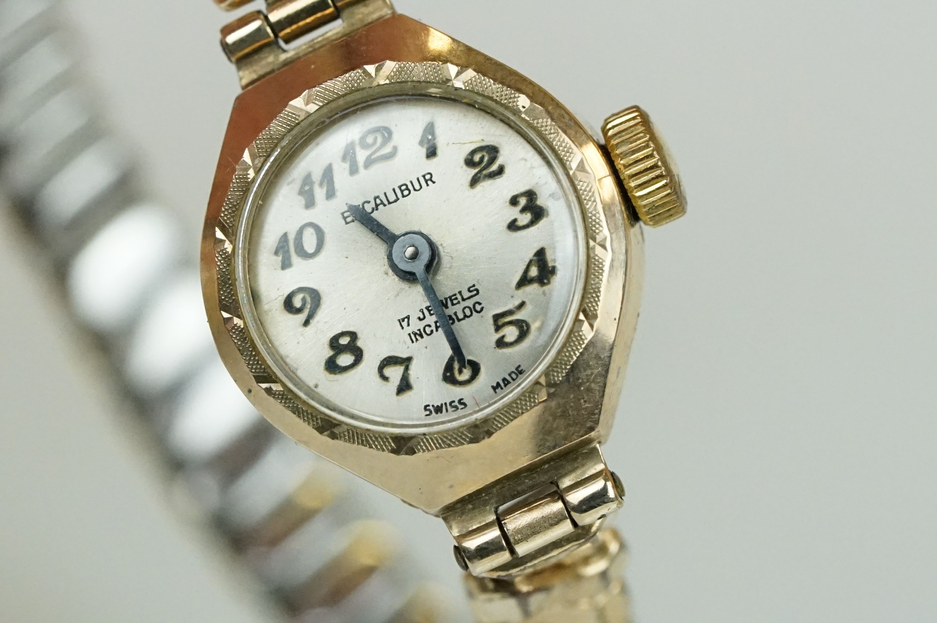 Collection of 9ct gold cased ladies cocktail watches to include Excalibur, Rotary and Lever. All - Image 2 of 12