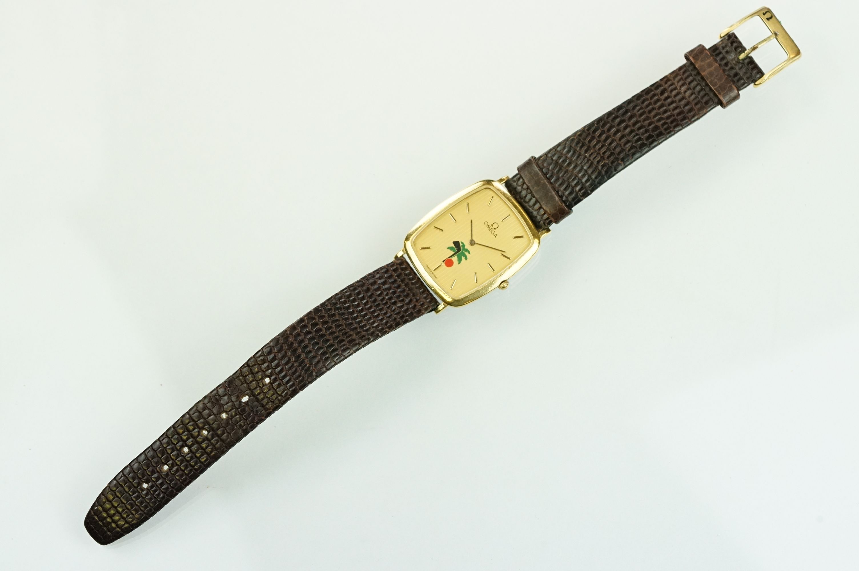 Omega DeVille wrist watch having a rectangular gilt face with baton markers to the chapter ring, - Bild 9 aus 12