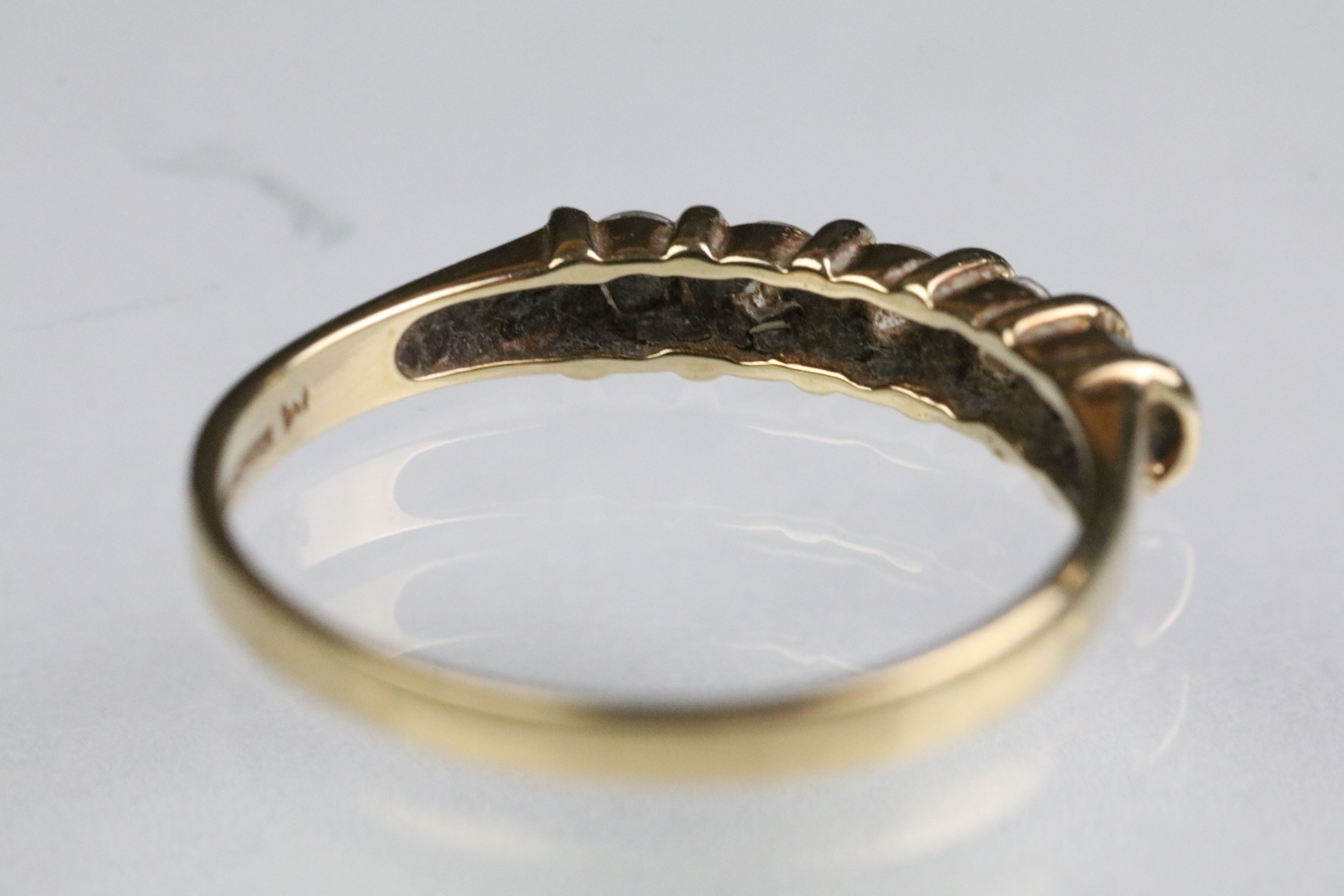 Two hallmarked 9ct gold rings to include a five stone CZ ring (hallmarked Birmingham, size N.5), - Image 10 of 11