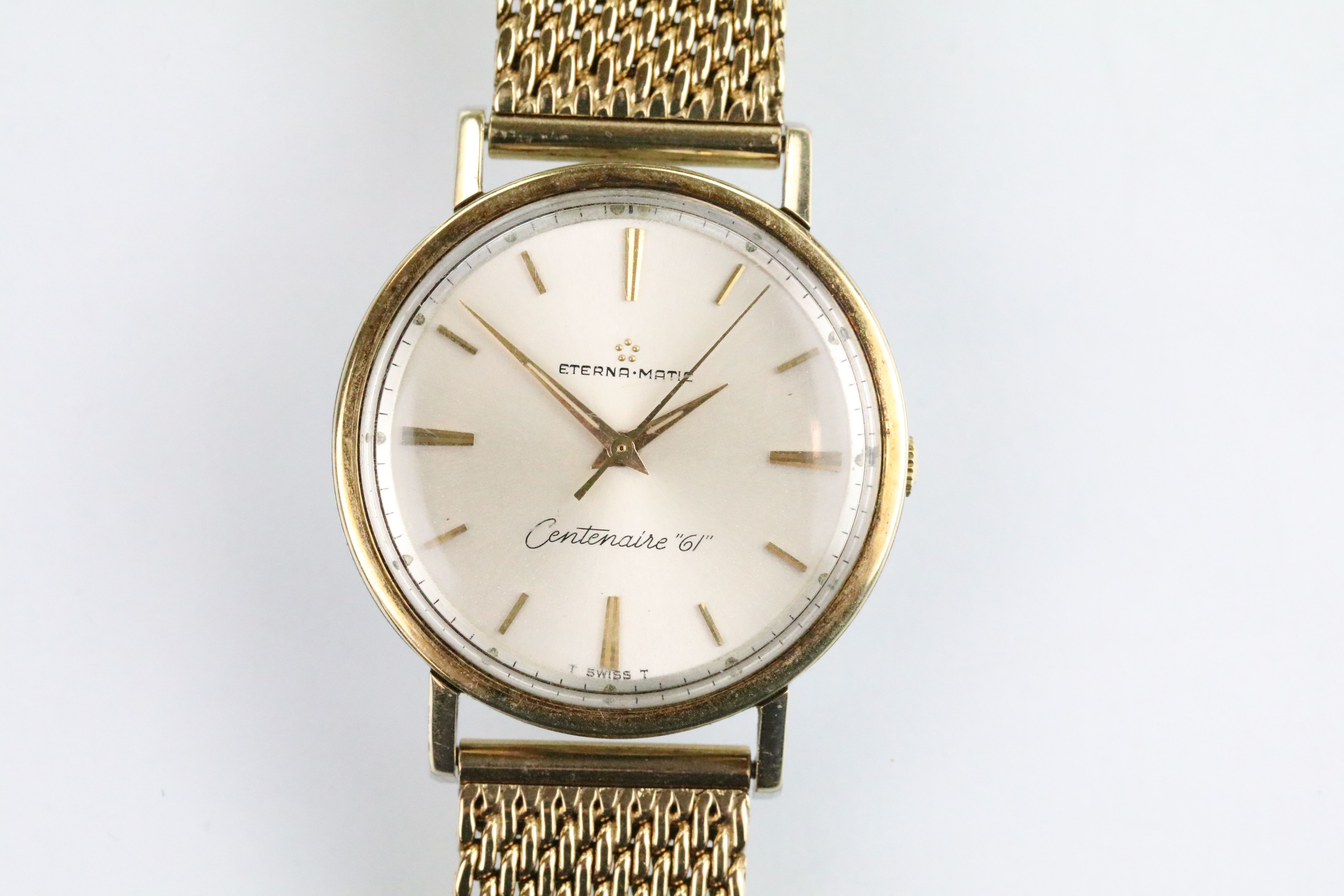 1960s vintage Eterna-matic 'Centenaire 61' wrist watch. The watch having a round face with gilt