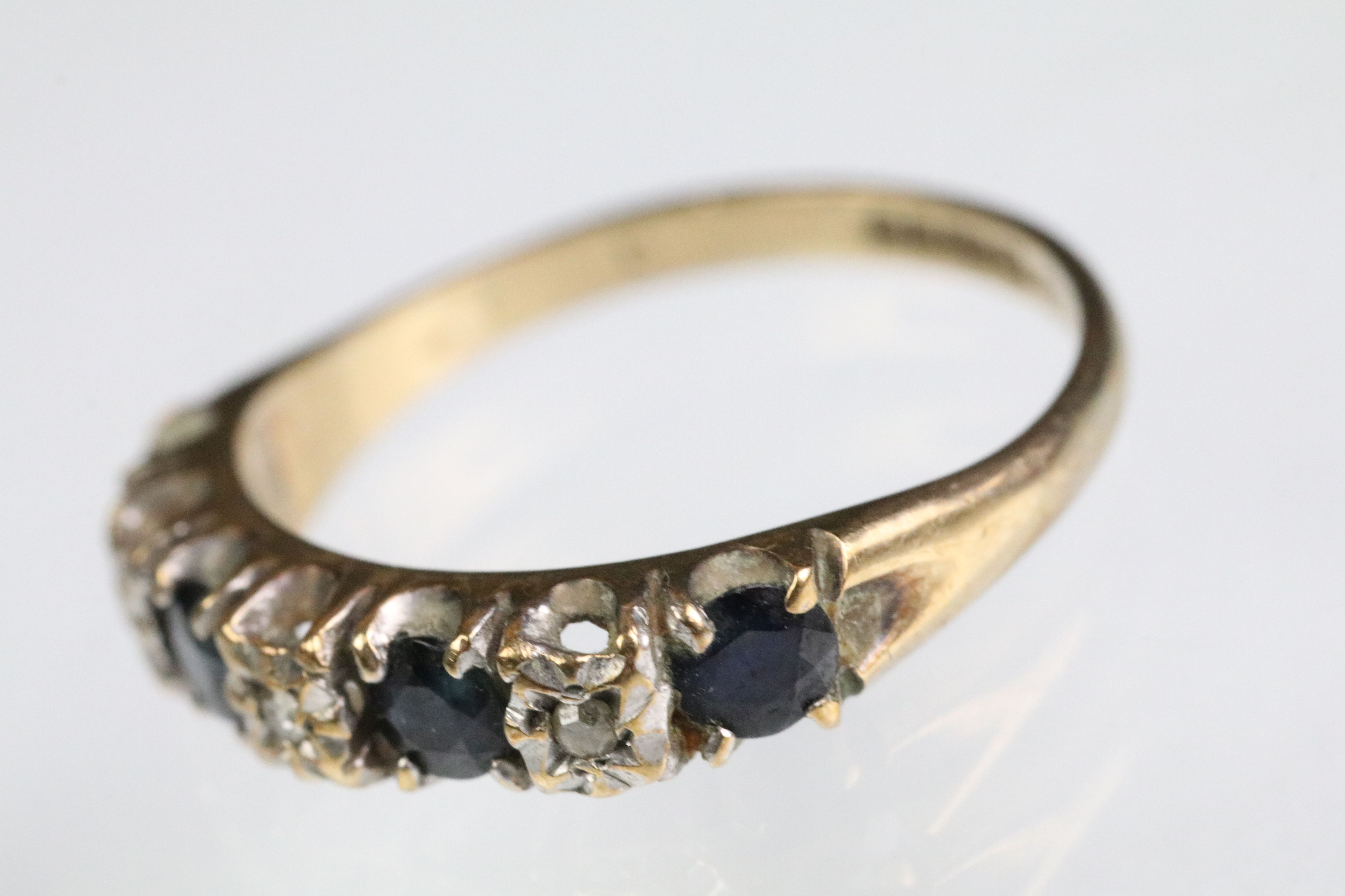 Two hallmarked 9ct gold rings to include a five stone CZ ring (hallmarked Birmingham, size N.5), - Image 2 of 11