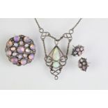 Collection of opal set jewellery to include a pendant necklace set with open work detailing (